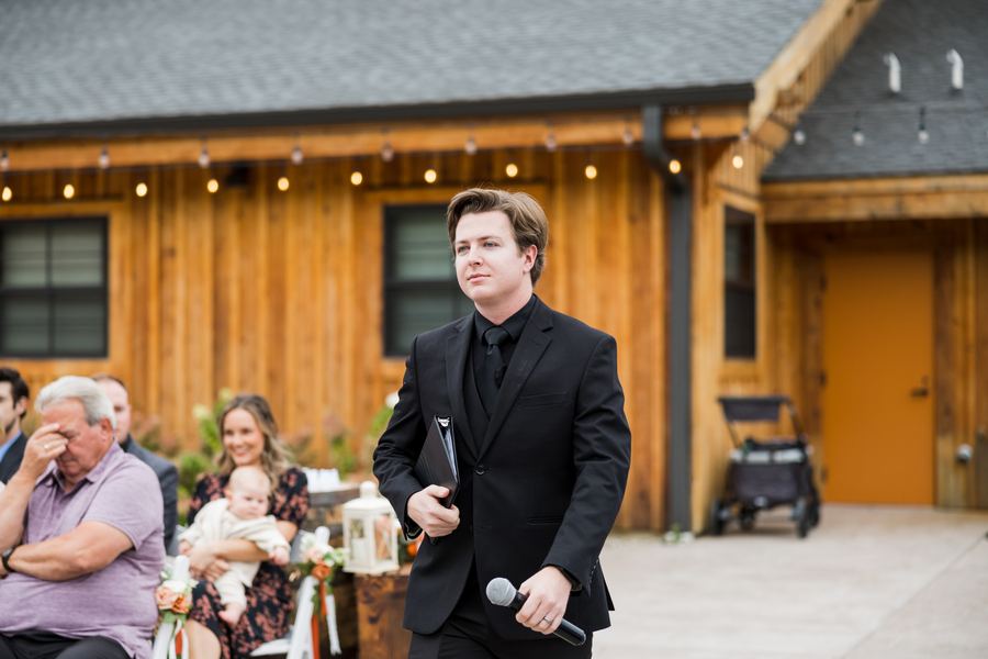 Reed officiating a wedding ceremony