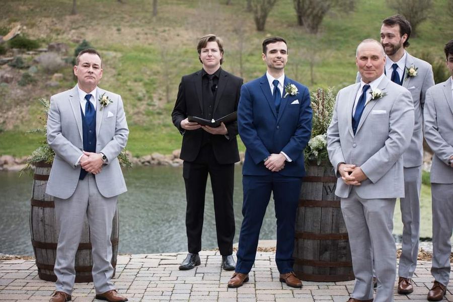 Reed officiating a wedding ceremony