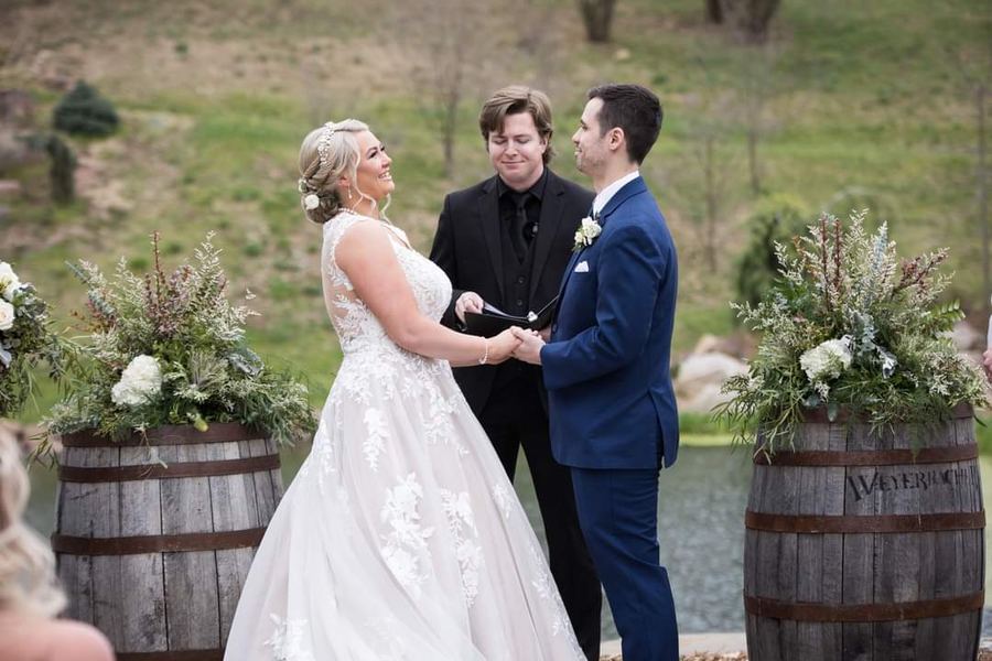 Reed officiating a wedding ceremony